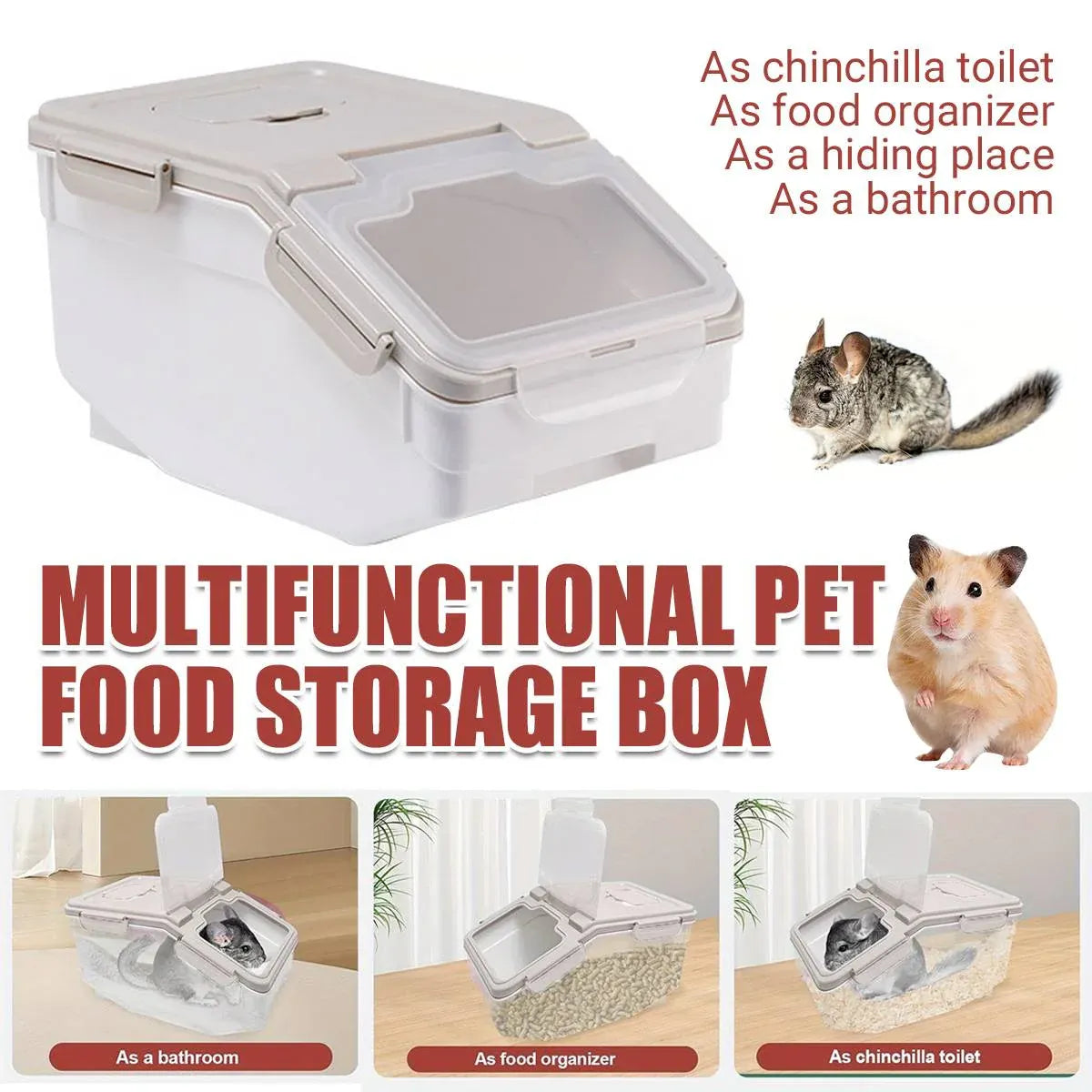 Large Capacity Cat Food Storage Bin Airtight Moisture Proof For Indoor Pet Use
