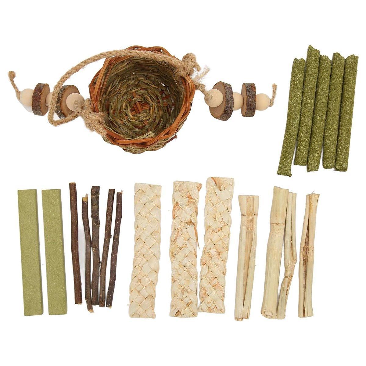 Pet Teething Stick Set Chew Toys for Hamster Dental Care Small Animal Supplies