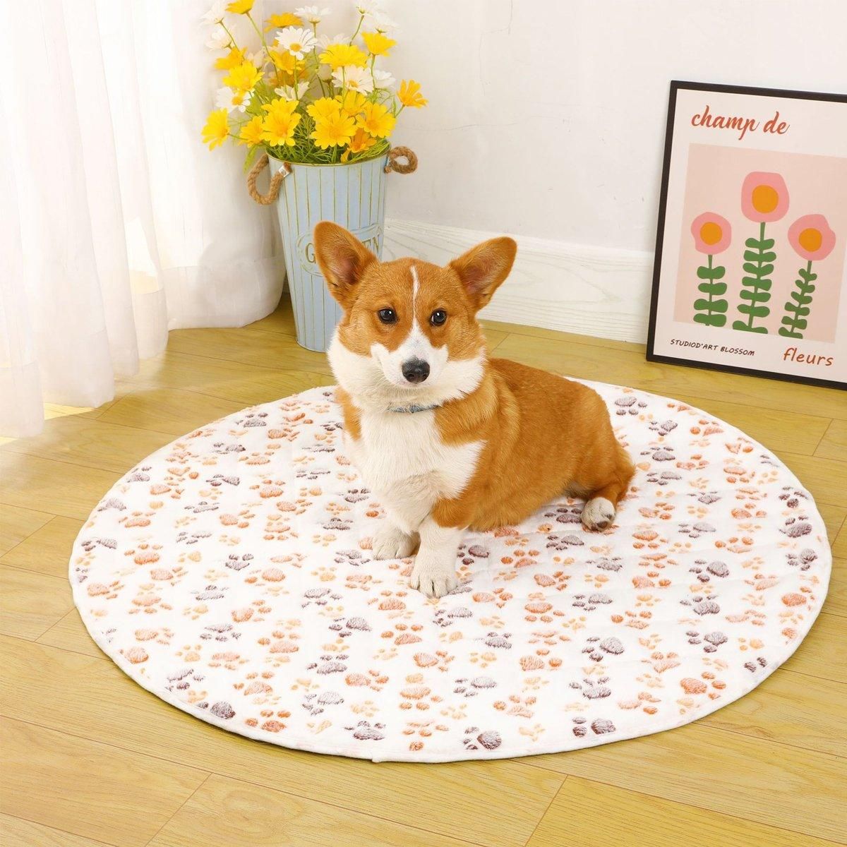 Waterproof Dog Pads Round Diaper Pads Pet Training Pads for Puppies and Dogs - White-75cm