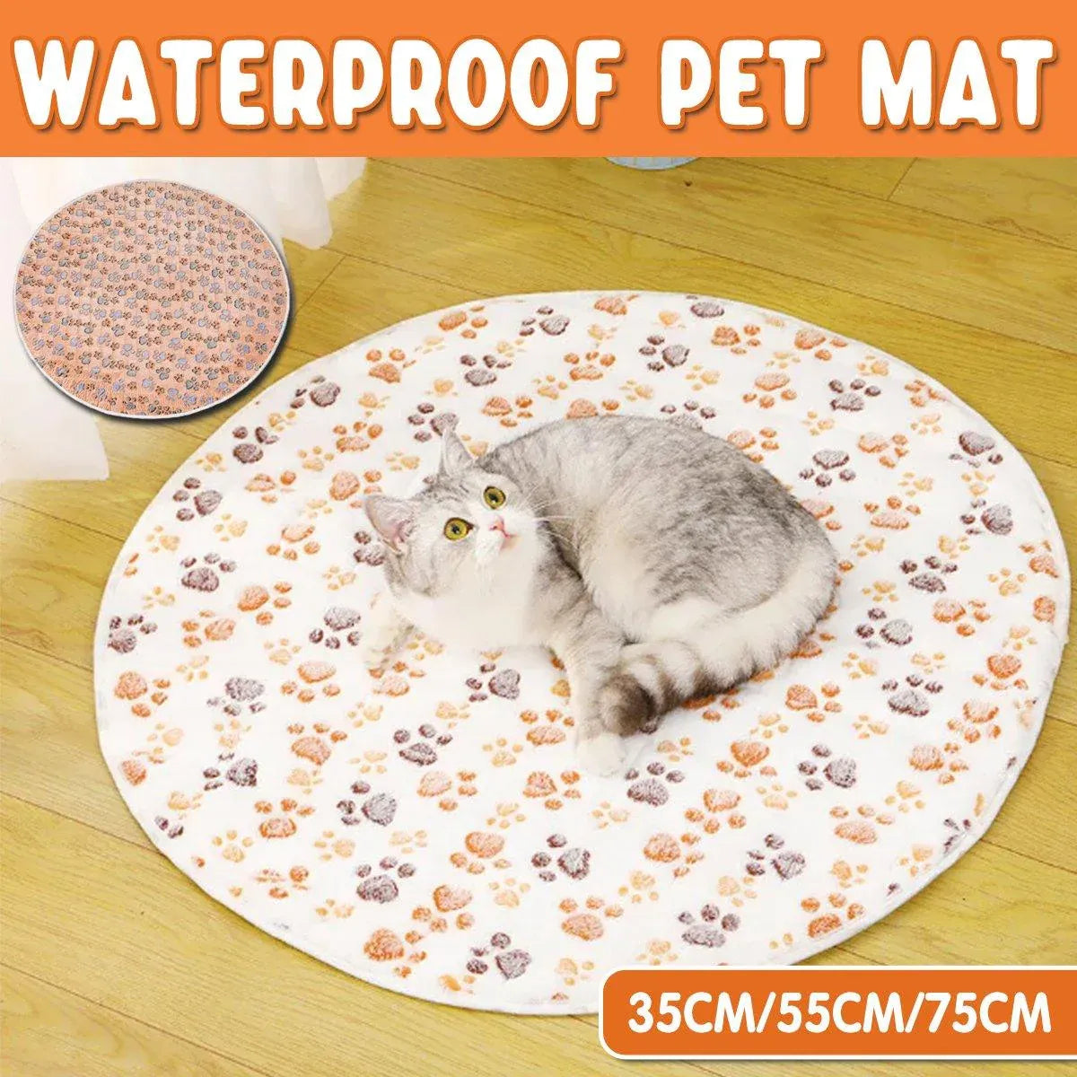 Waterproof Dog Pads Round Diaper Pads Pet Training Pads for Puppies and Dogs - White-75cm