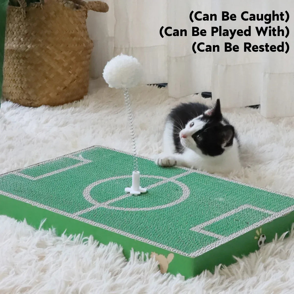 Football Field Shaped Cat Scratching Board Durable Non-Shedding for Cat Play