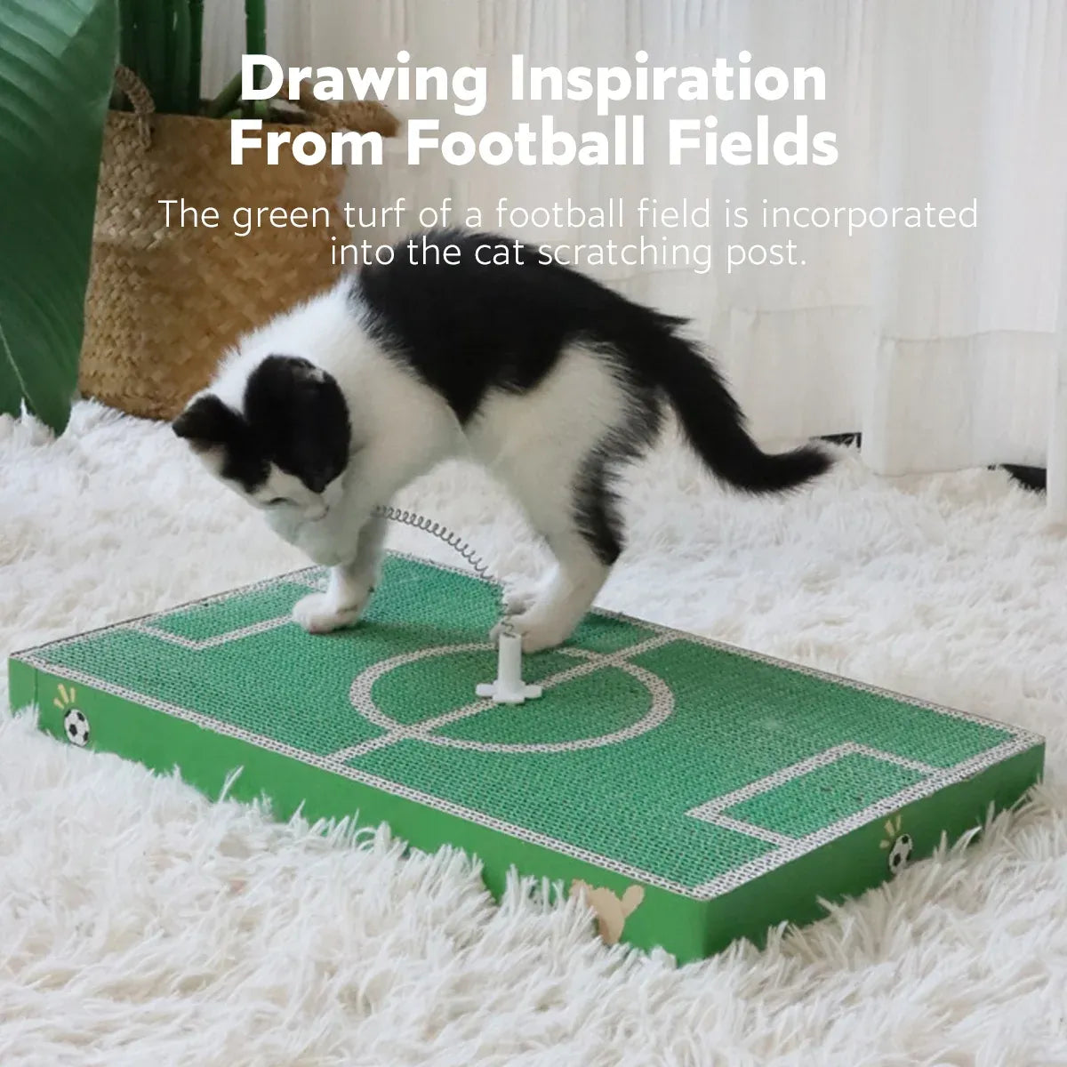 Football Field Shaped Cat Scratching Board Durable Non-Shedding for Cat Play