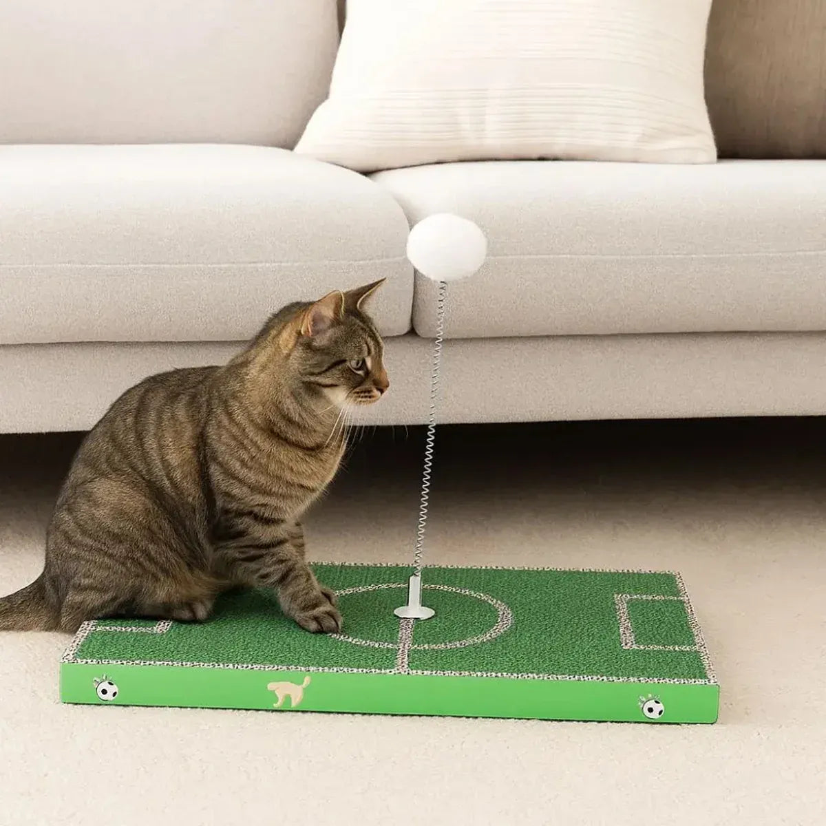 Football Field Shaped Cat Scratching Board Durable Non-Shedding for Cat Play