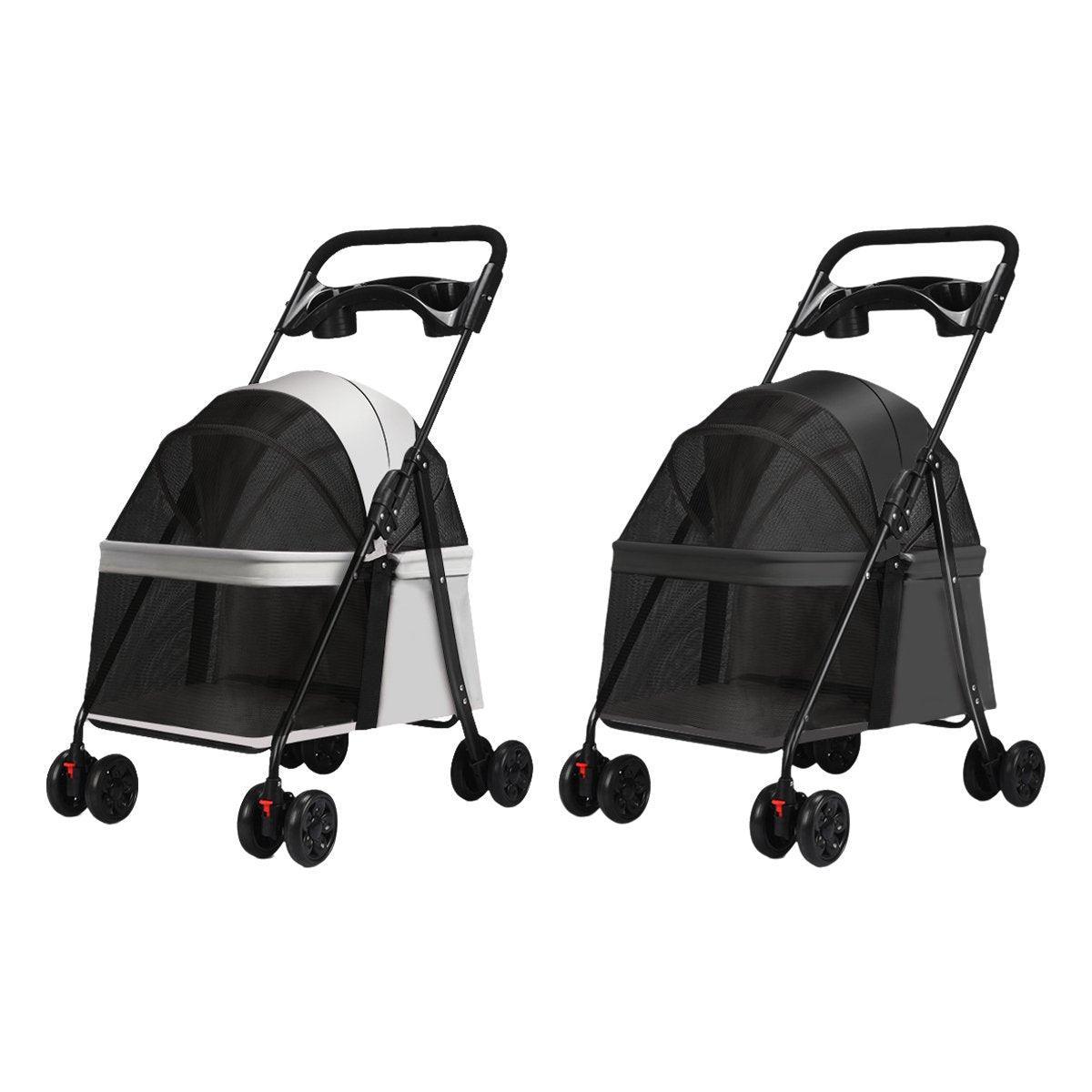 Lightweight Pet Stroller for Cats and Small Dogs Easy Fold Portable Travel Use - Grey