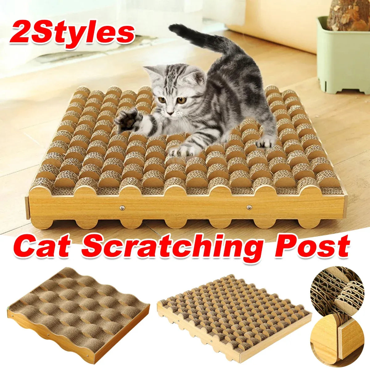 Cat Entertainment Corrugated Scratching Board Cat Toy Anti Scratch Durable - Basic Model