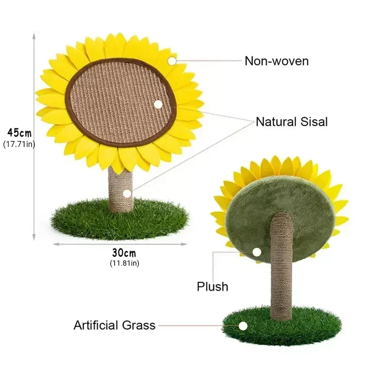 Sunflower Shaped Cat Scratcher Cat Tree Non-Shedding Durable Cardboard Material