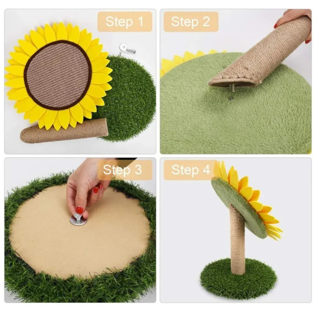 Sunflower Shaped Cat Scratcher Cat Tree Non-Shedding Durable Cardboard Material