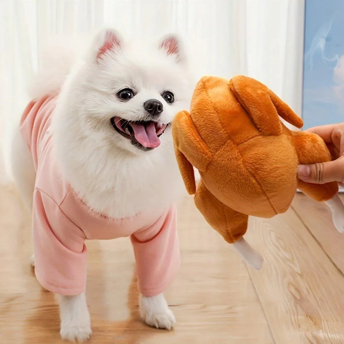 Plush Roast Chicken Dog Toy Squeaky Sound Stuffed Interactive Pet Plaything