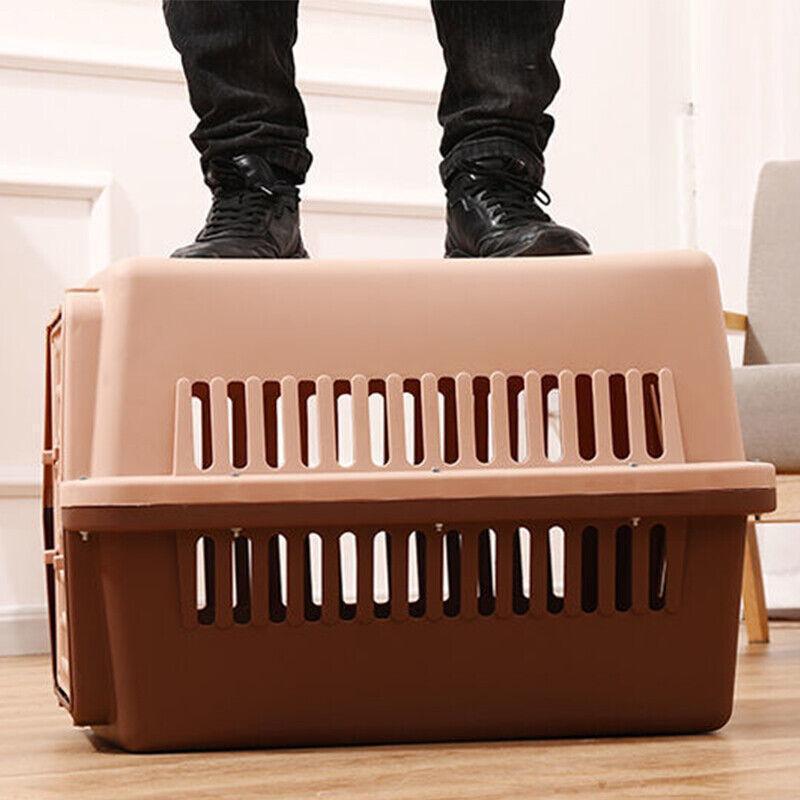 Portable Pet Travel Carrier Crate for Dog Cat Rabbit Ventilated Transport Box - Black