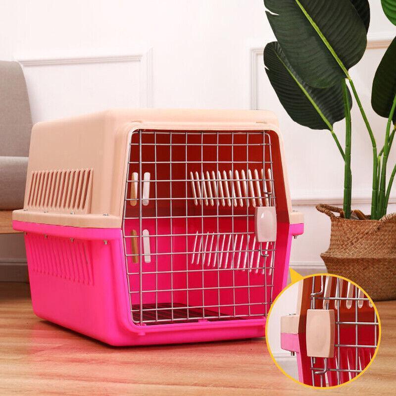 Portable Pet Travel Carrier Crate for Dog Cat Rabbit Ventilated Transport Box - Orange