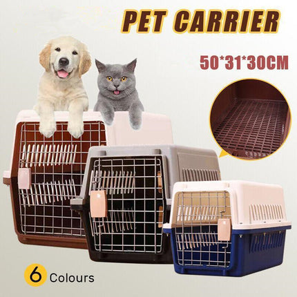Portable Pet Travel Carrier Crate for Dog Cat Rabbit Ventilated Transport Box - Orange