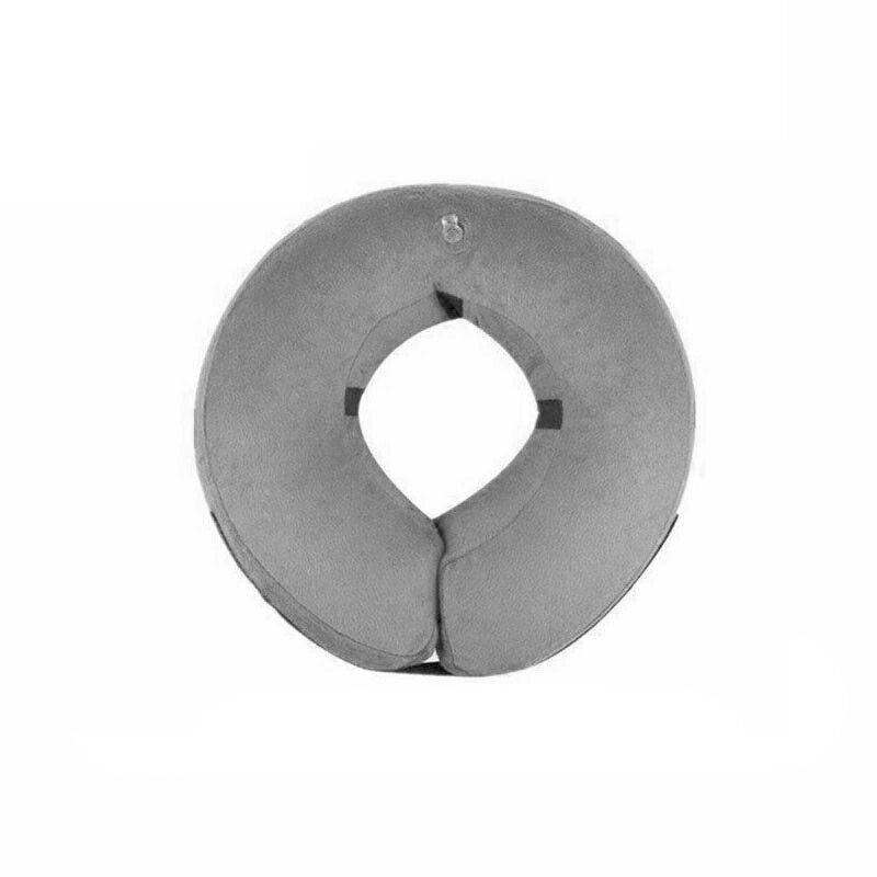 Grey Pet Dog Inflatable Soft Healing Collar Cone Wound Medical Cat Protective Jackets - XL (45*44CM)