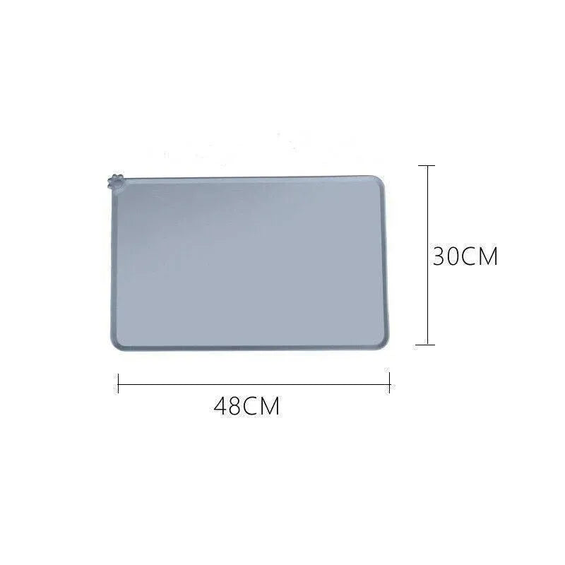 Silicone Pet Feeding Mat Dog Cat Food Bowl Placemat Waterproof Non-Slip Easy Clean - Grey