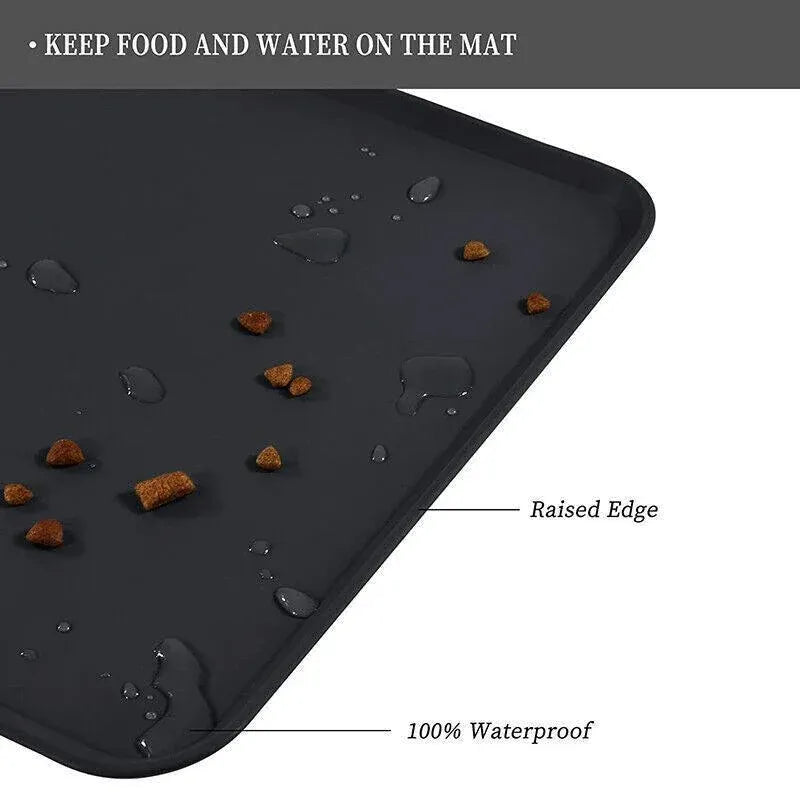 Silicone Pet Feeding Mat Dog Cat Food Bowl Placemat Waterproof Non-Slip Easy Clean - Grey