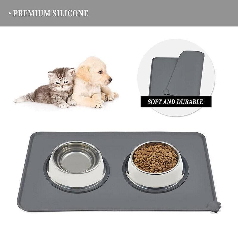 Silicone Pet Feeding Mat Dog Cat Food Bowl Placemat Waterproof Non-Slip Easy Clean - Pink