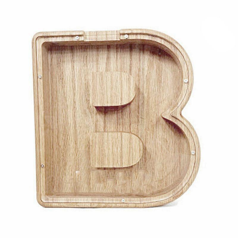 Wooden Piggy Bank Funny Letter or Guitar Coin Saving Money Box A–Z Gift Idea - X