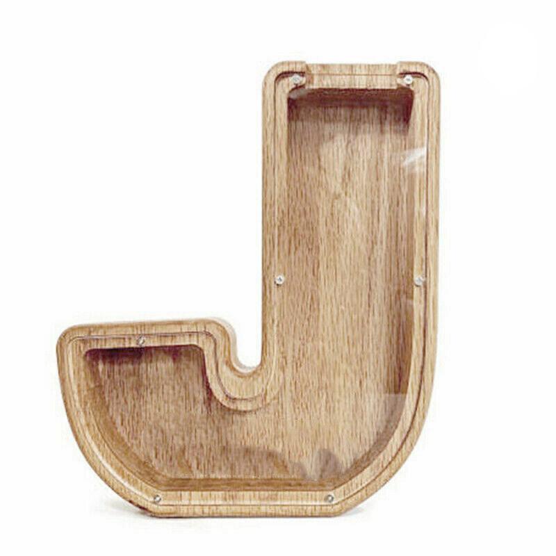 Wooden Piggy Bank Funny Letter or Guitar Coin Saving Money Box A–Z Gift Idea - D