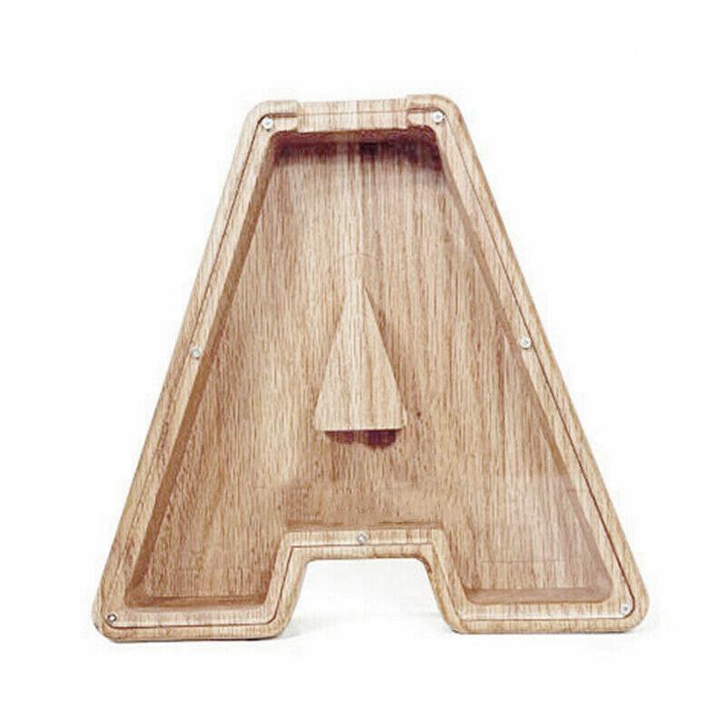 Wooden Piggy Bank Funny Letter or Guitar Coin Saving Money Box A–Z Gift Idea - G