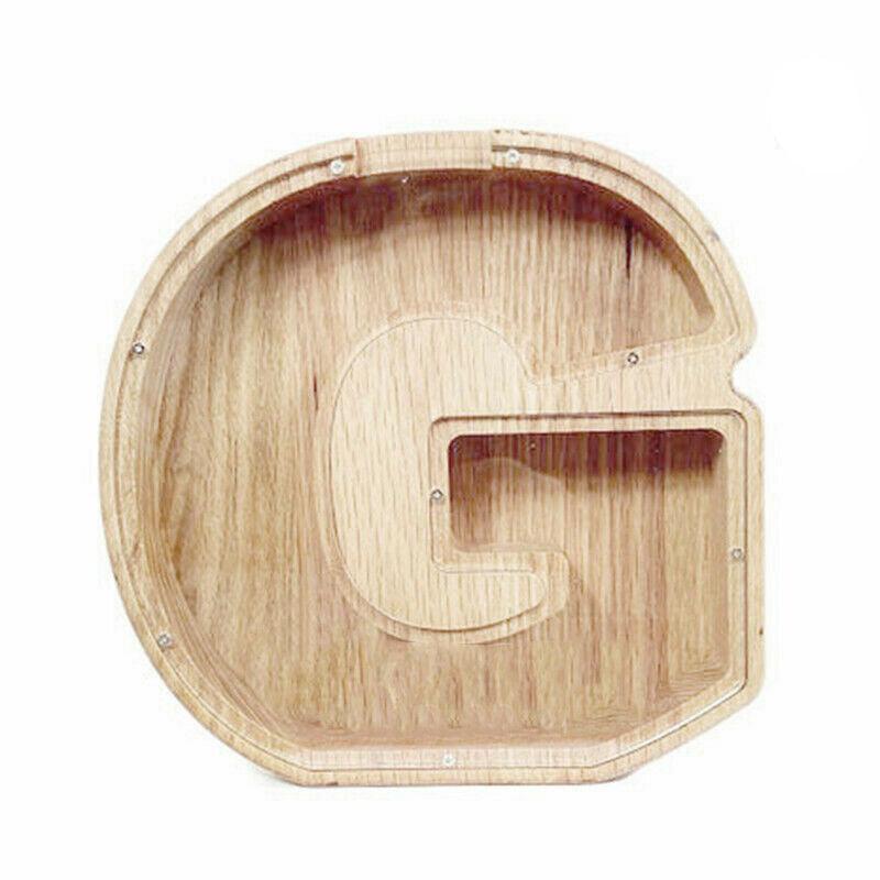 Wooden Piggy Bank Funny Letter or Guitar Coin Saving Money Box A–Z Gift Idea - N