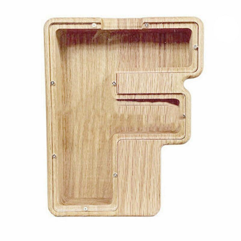 Wooden Piggy Bank Funny Letter or Guitar Coin Saving Money Box A–Z Gift Idea - V