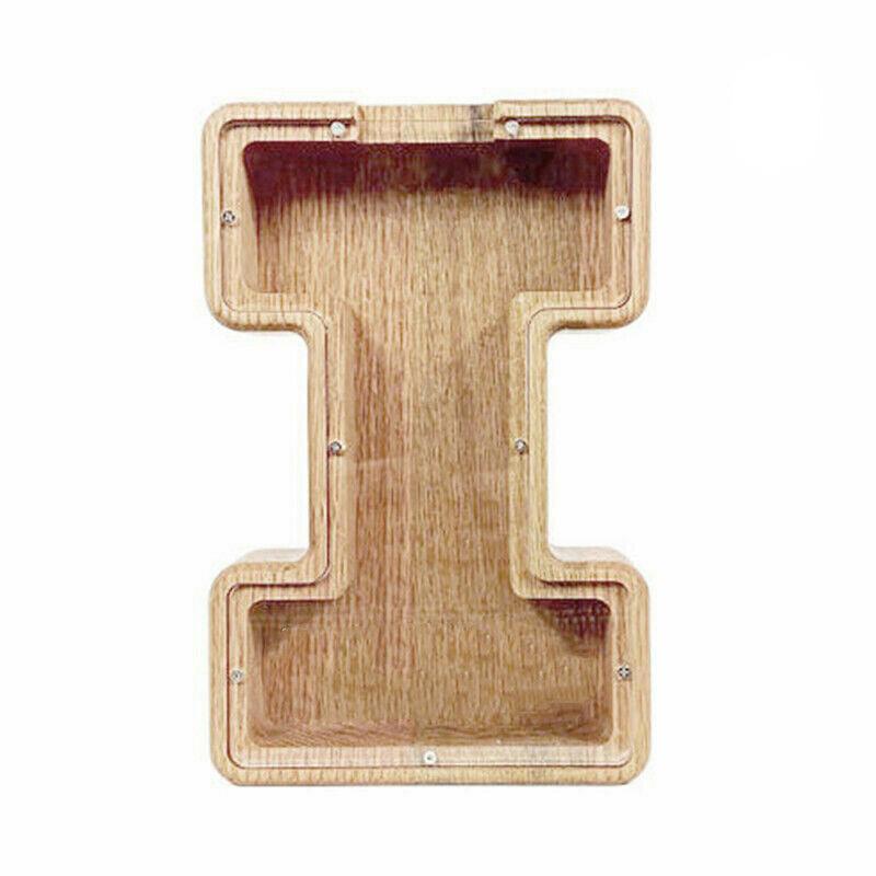 Wooden Piggy Bank Funny Letter or Guitar Coin Saving Money Box A–Z Gift Idea - V