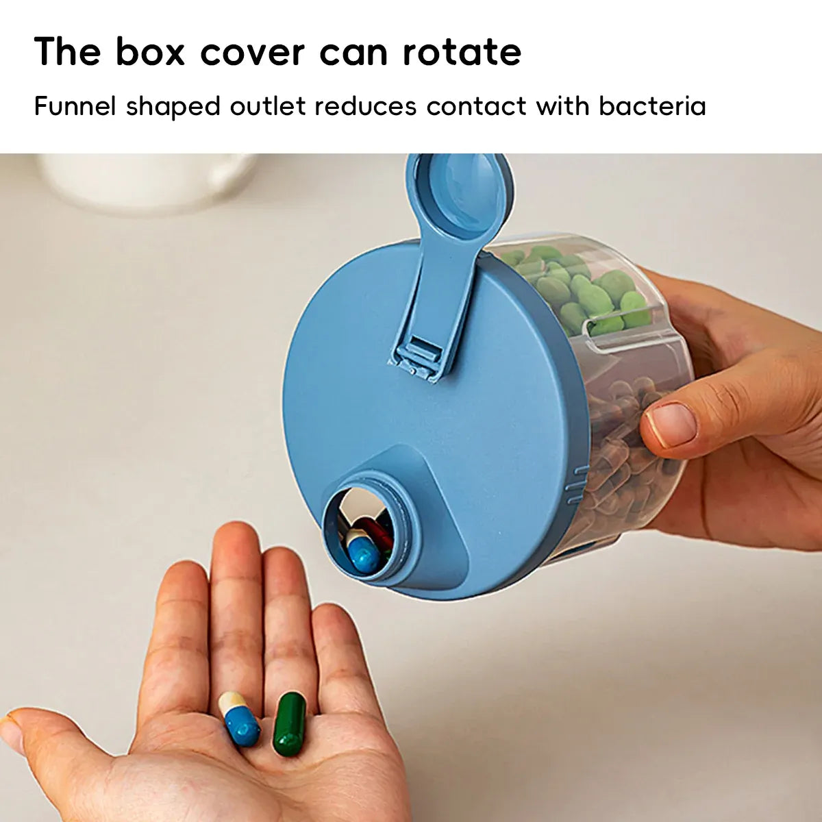 3Pcs Portable Pill Organizer Weekly Medicine Compartment Box Travel Daily Use - Blue