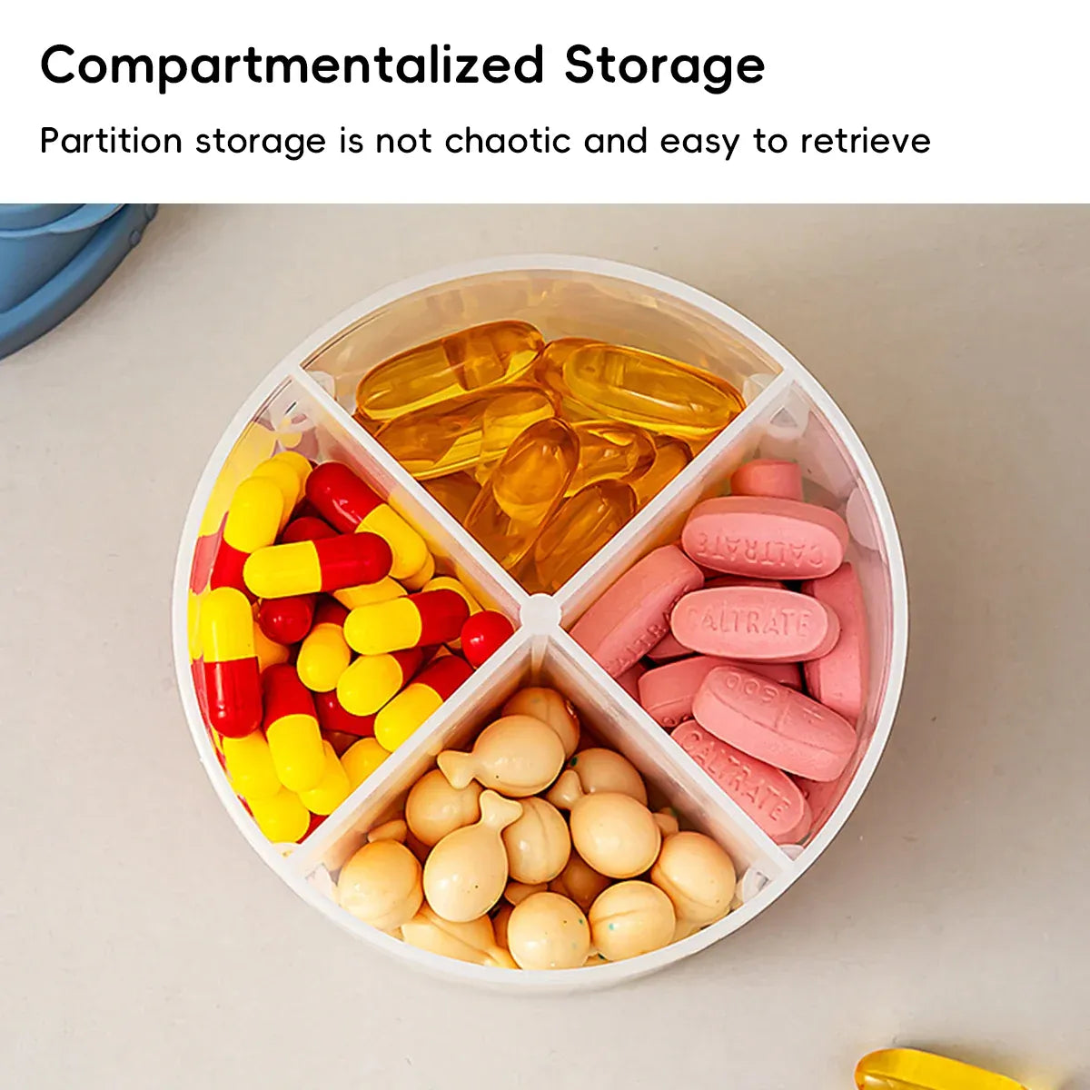 3Pcs Portable Pill Organizer Weekly Medicine Compartment Box Travel Daily Use - Pink
