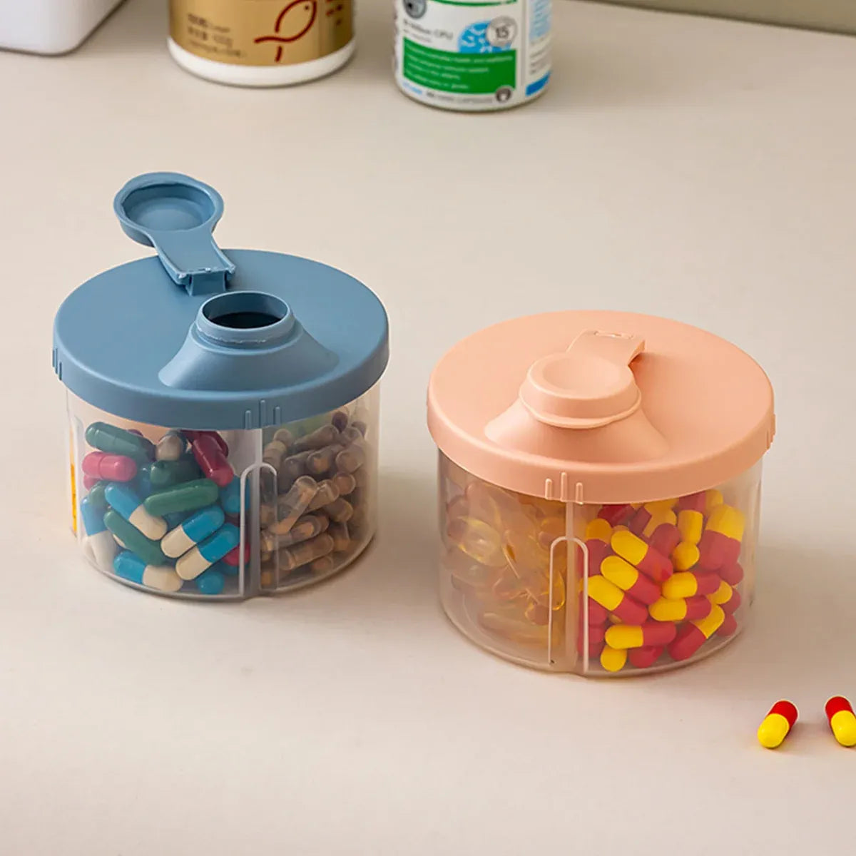 3Pcs Portable Pill Organizer Weekly Medicine Compartment Box Travel Daily Use - White