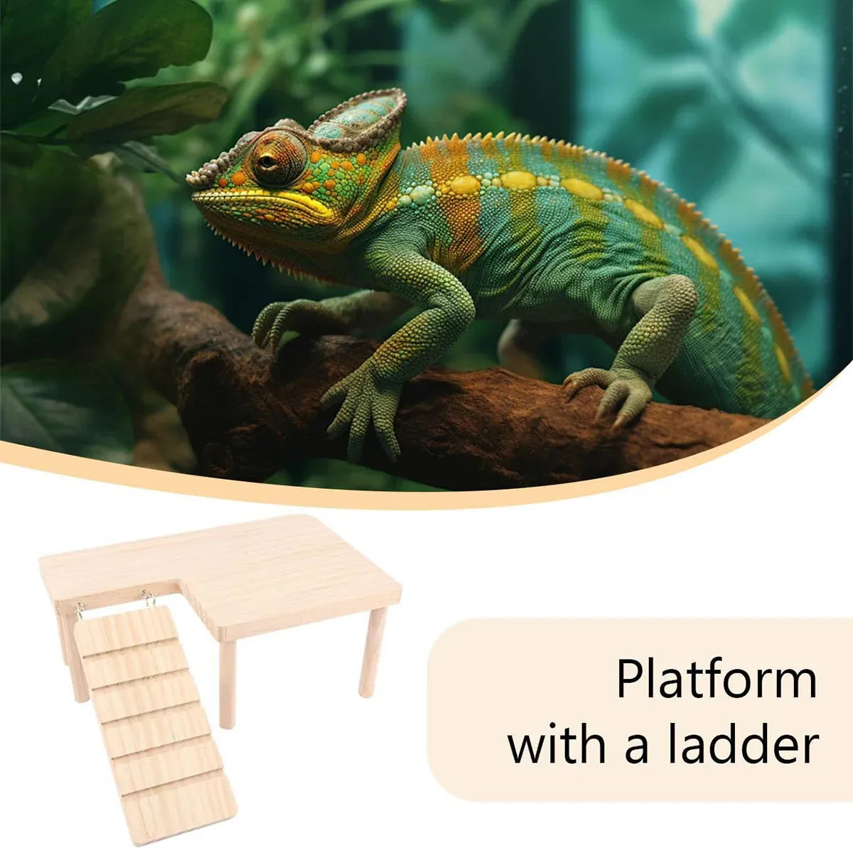 Hamster Wood Stand Platform with Ladder Small Animal Toy Hamster Rat Accessories - L-shape
