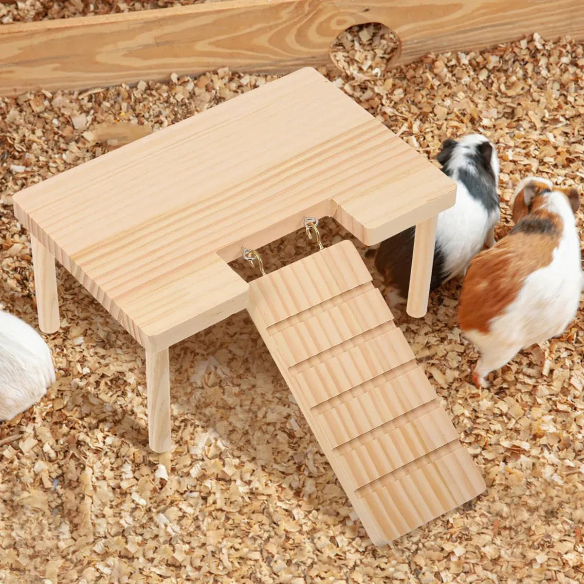 Hamster Wood Stand Platform with Ladder Small Animal Toy Hamster Rat Accessories - U-shape
