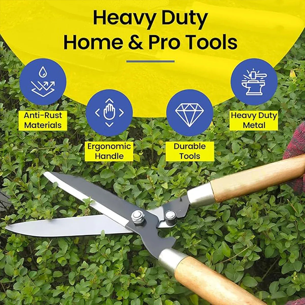 Garden Pruning Shears with Wooden Handle Trimming Sharp Durable Rust-Proof