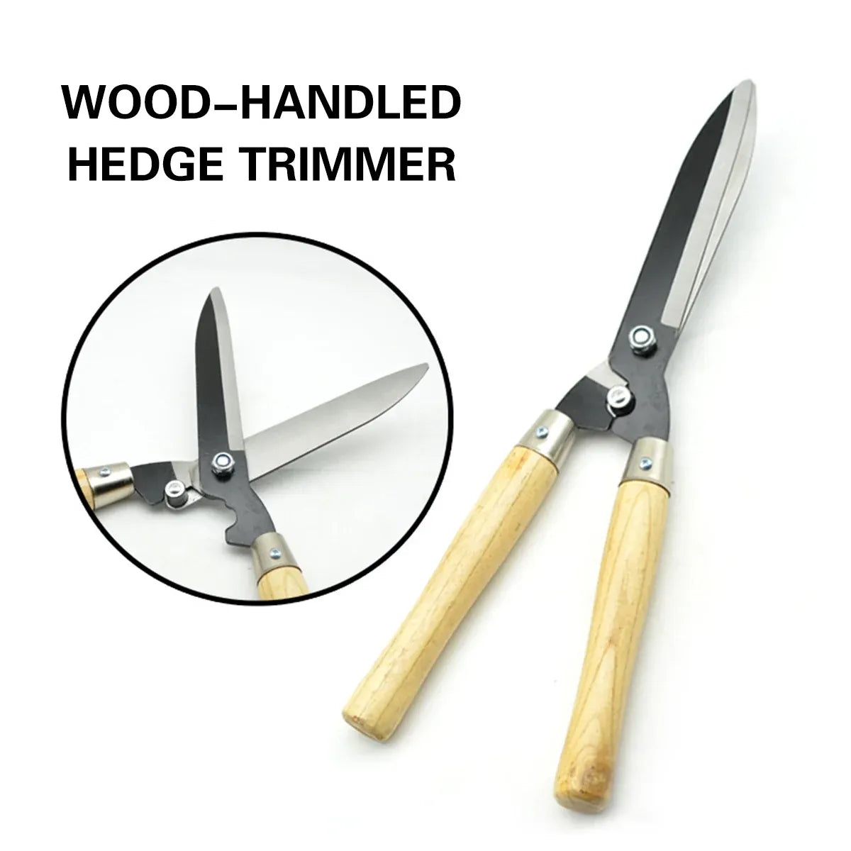 Garden Pruning Shears with Wooden Handle Trimming Sharp Durable Rust-Proof