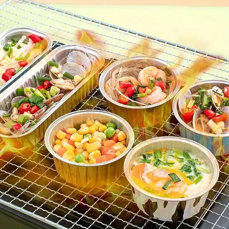 100Pcs Cake Tools Pudding Cake Aluminum Foil Baking Cups Cupcake Cup with Lids - 100pcs-Blue
