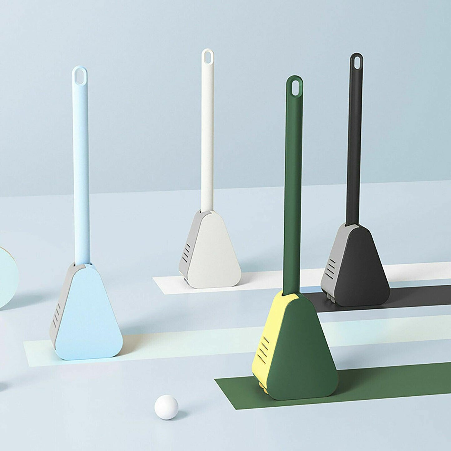Golf Toilet Brush Long-Handled Toilet Brush Wall-Mounted Silicone Toilet Brush - White