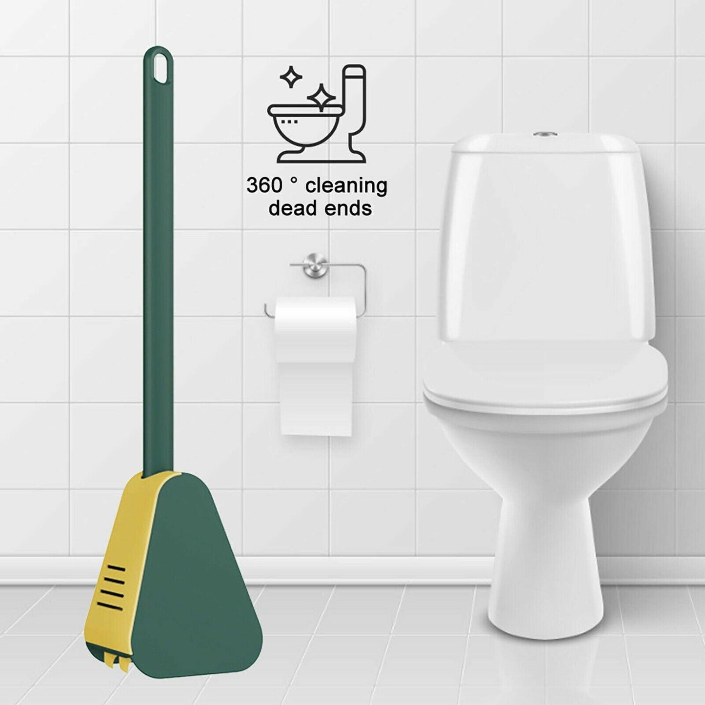 Golf Toilet Brush Long-Handled Toilet Brush Wall-Mounted Silicone Toilet Brush - White