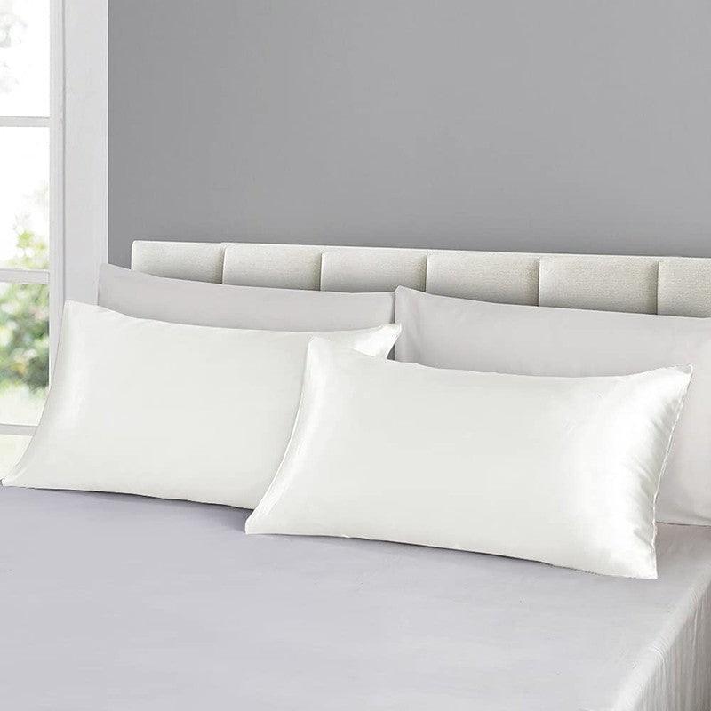 2X Satin Pillow Case Bedroom Pillowcase Cushion Covers Home Decor Luxury Slip - Grey