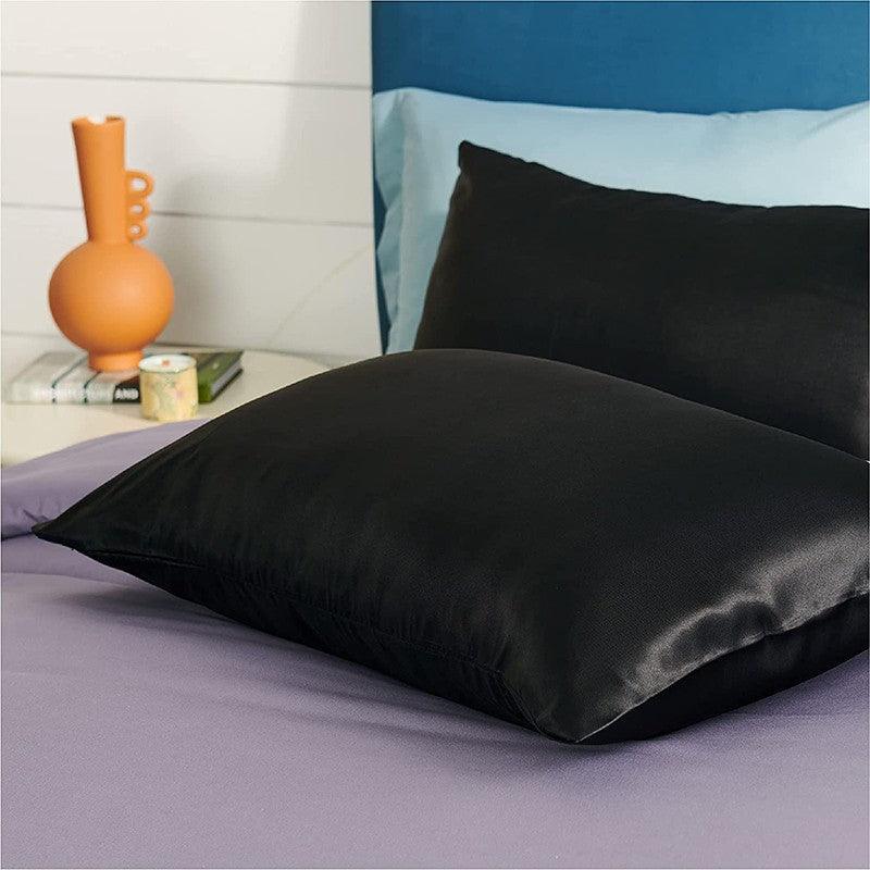 2X Satin Pillow Case Bedroom Pillowcase Cushion Covers Home Decor Luxury Slip - Grey
