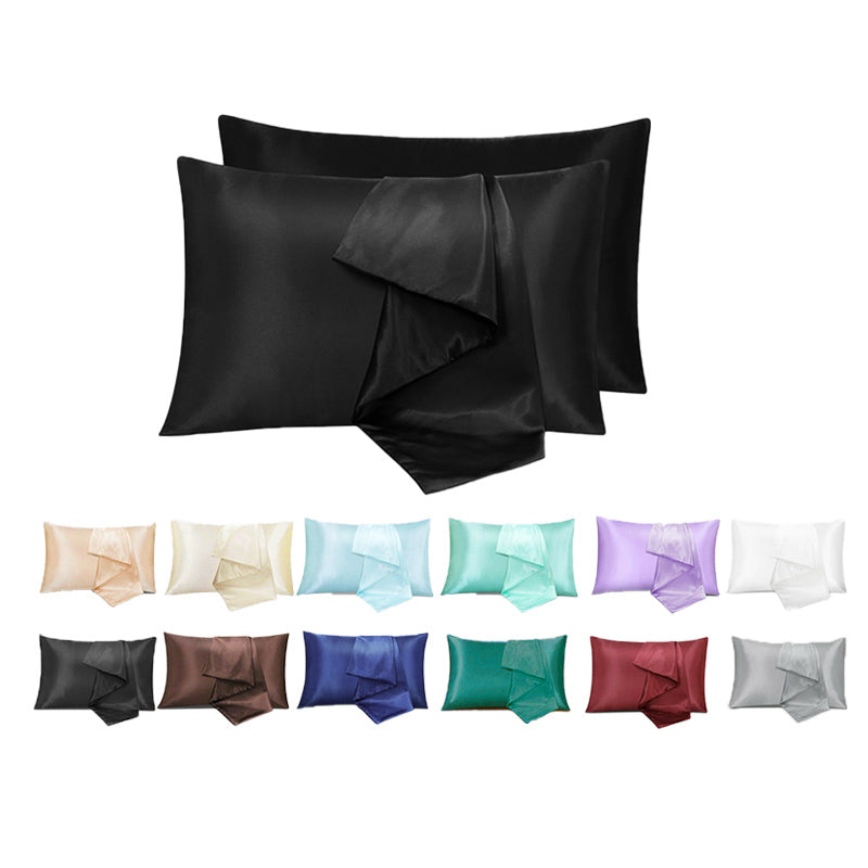 2X Satin Pillow Case Bedroom Pillowcase Cushion Covers Home Decor Luxury Slip - Ivory