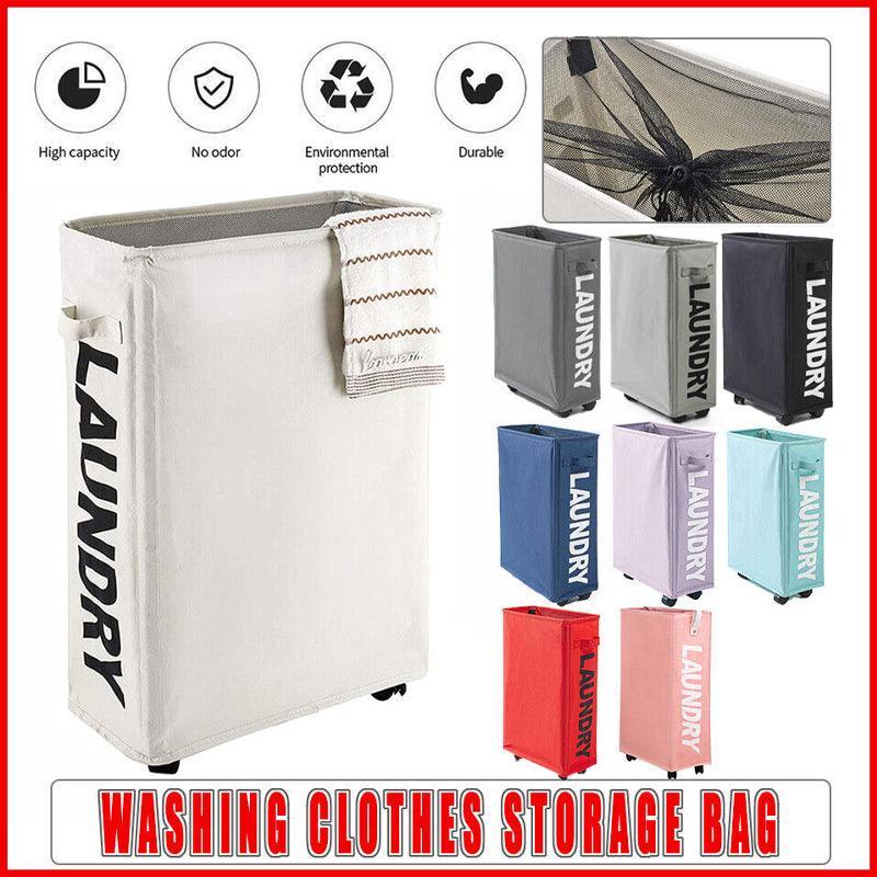 Large Foldable Laundry Washing Clothes Storage Bag Hamper Basket Bin Organiser - Purple