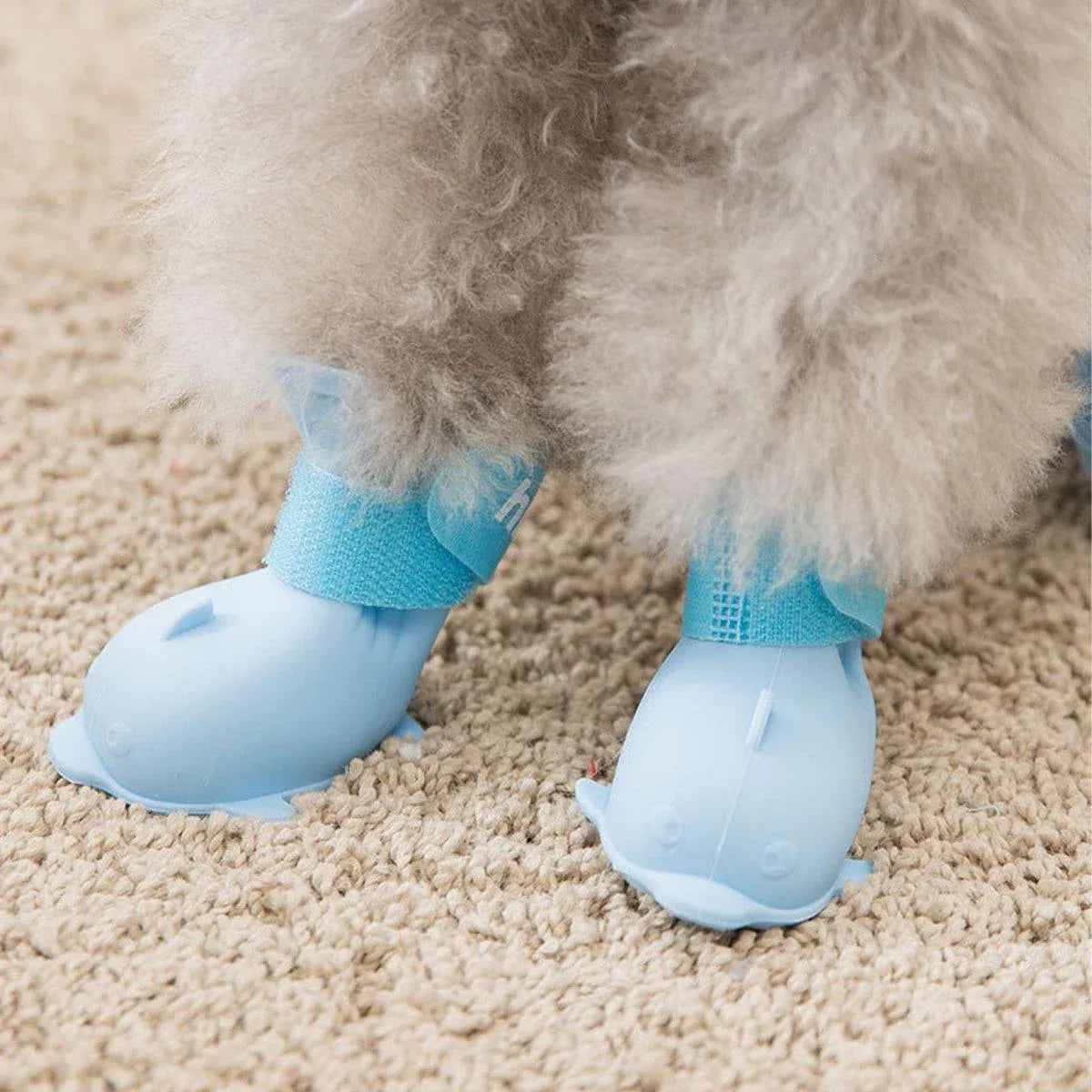 4pcs Cartoon Pet Rain Boots Waterproof Non-Slip Wear-Resistant Shoes for Dogs - Blue - S