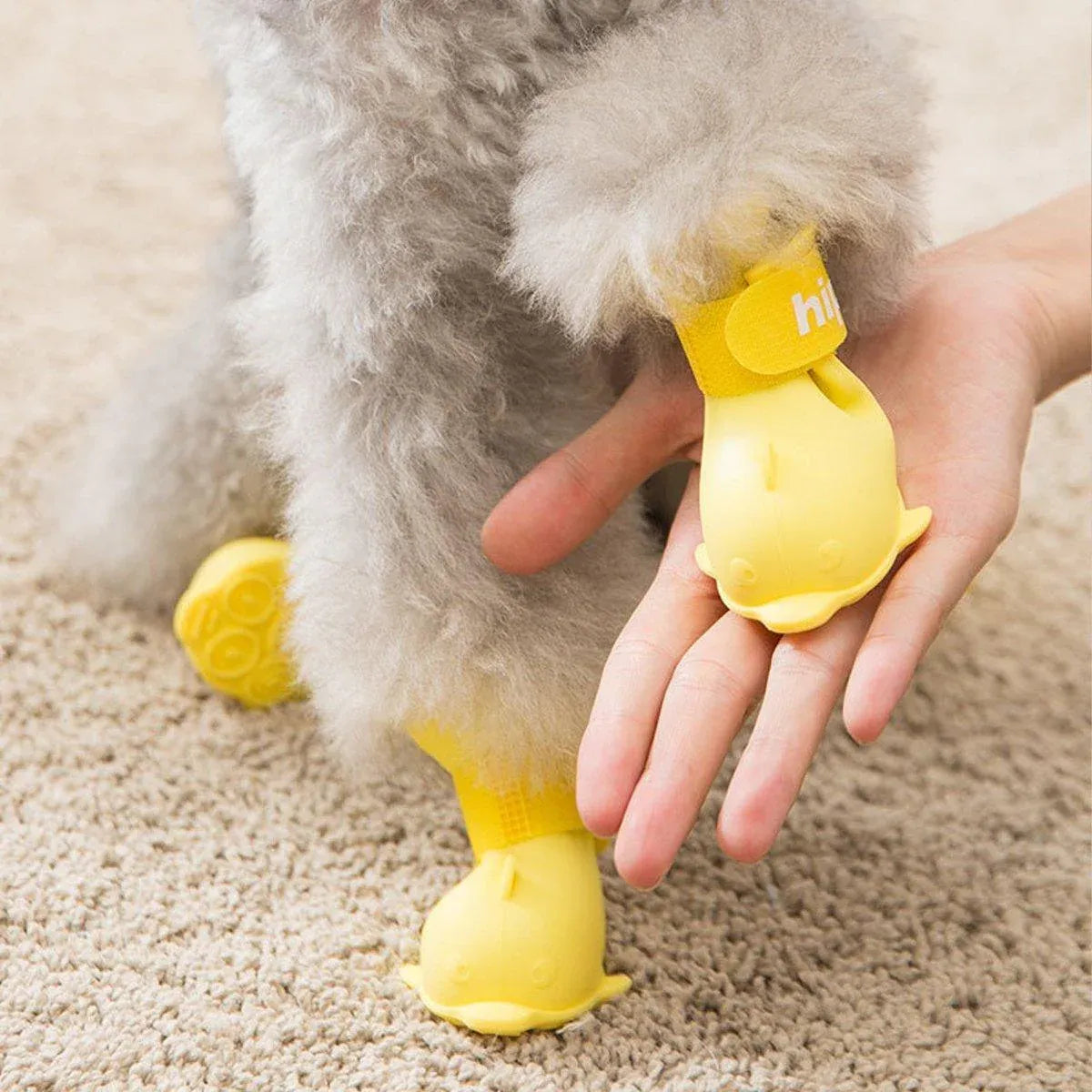 4pcs Cartoon Pet Rain Boots Waterproof Non-Slip Wear-Resistant Shoes for Dogs - Pink - L