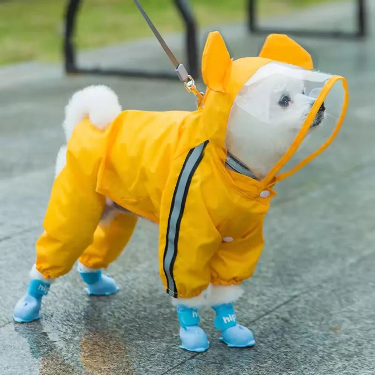 4pcs Cartoon Pet Rain Boots Waterproof Non-Slip Wear-Resistant Shoes for Dogs - Pink - M