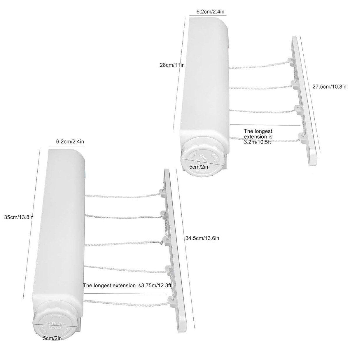 Wall Mounted Clothes Hanger Dryer Clothesline Laundry Washing Line Drying Rack - 4lines