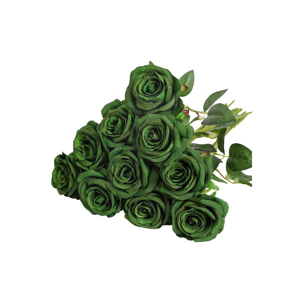10pcs Artificial Silk Simulation Rose Flowers - Wedding Party Home Decorations - Black