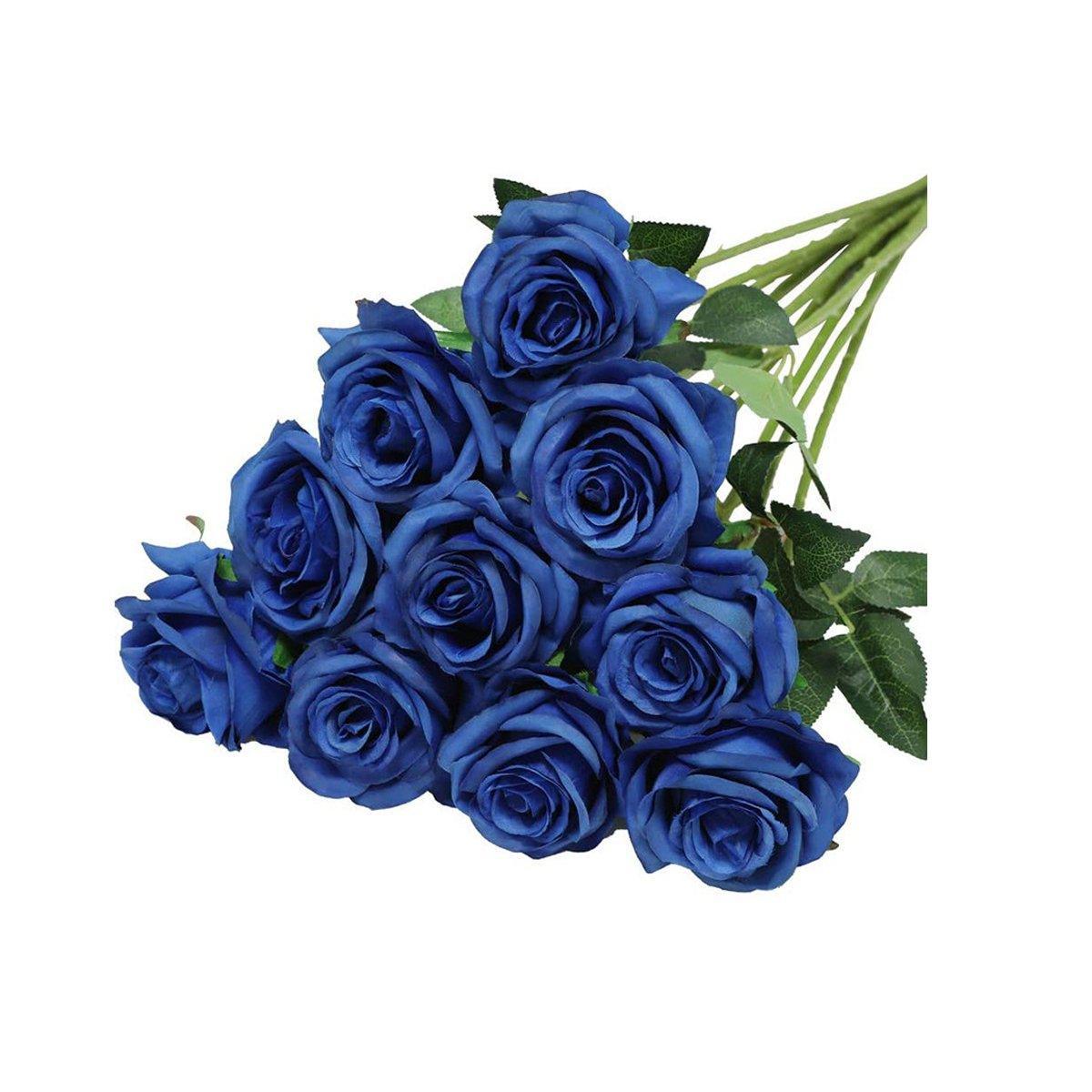10pcs Artificial Silk Simulation Rose Flowers - Wedding Party Home Decorations - Gold