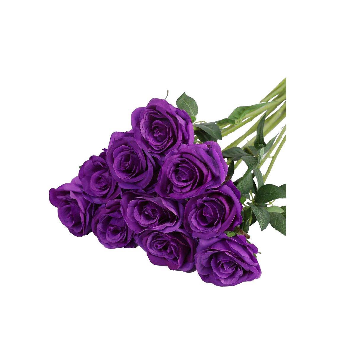 10pcs Artificial Silk Simulation Rose Flowers - Wedding Party Home Decorations - Red