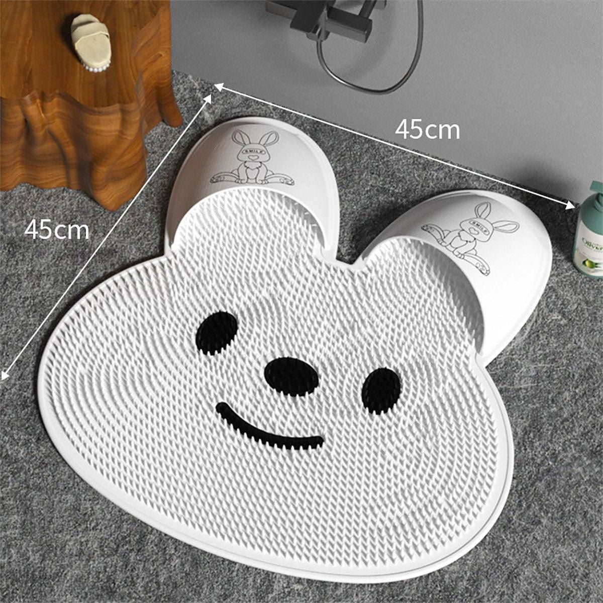 Silicone Foot Scrubber Rabbit Tub Mat Suction Cup Exfoliating Brush Cleaning Mat - Grey