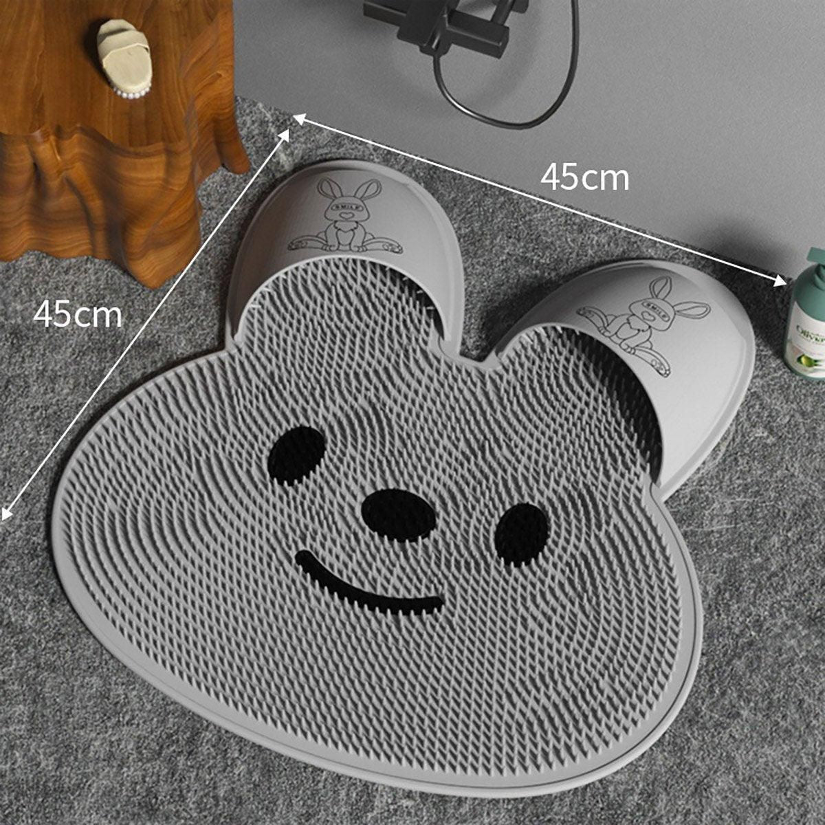 Silicone Foot Scrubber Rabbit Tub Mat Suction Cup Exfoliating Brush Cleaning Mat - Grey