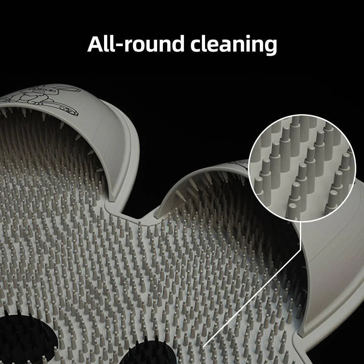 Silicone Foot Scrubber Rabbit Tub Mat Suction Cup Exfoliating Brush Cleaning Mat - Pink