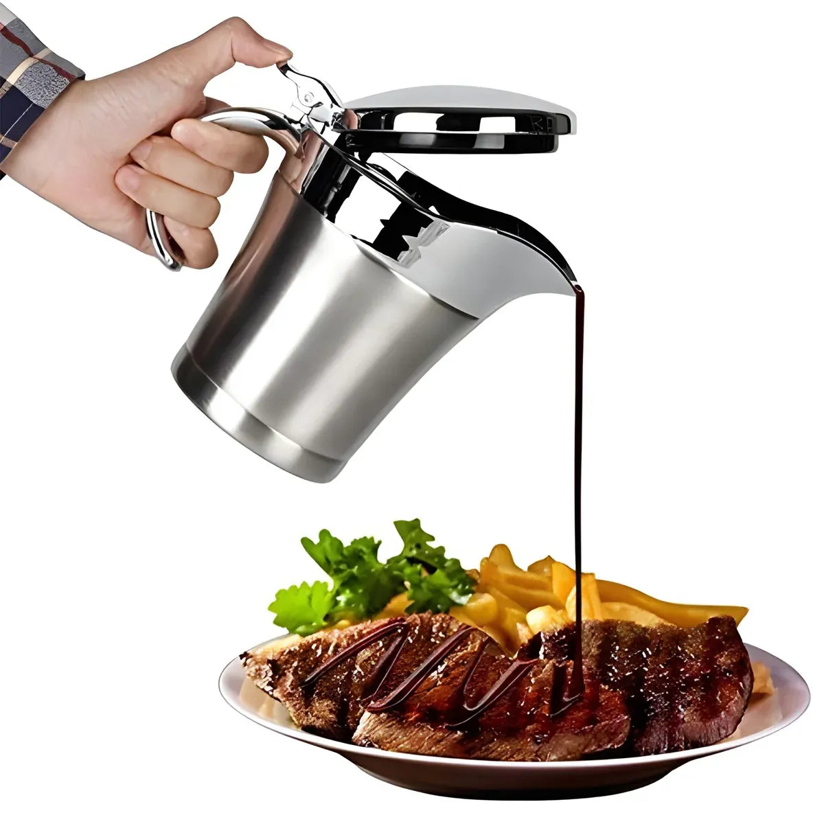 Stainless Steel Steak Sauce Pot Sauce Seasoning Pot Small for Gravy Kitchen - 450ml